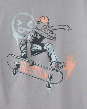 Boys Skateboard Long-Sleeve Graphic Tee - Grey, 
