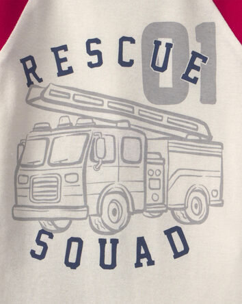 Baby Boy 4-Piece 'Rescue Squad' Firetruck 100% Cotton Snug Fit Pyjama Set - Red/Blue, 