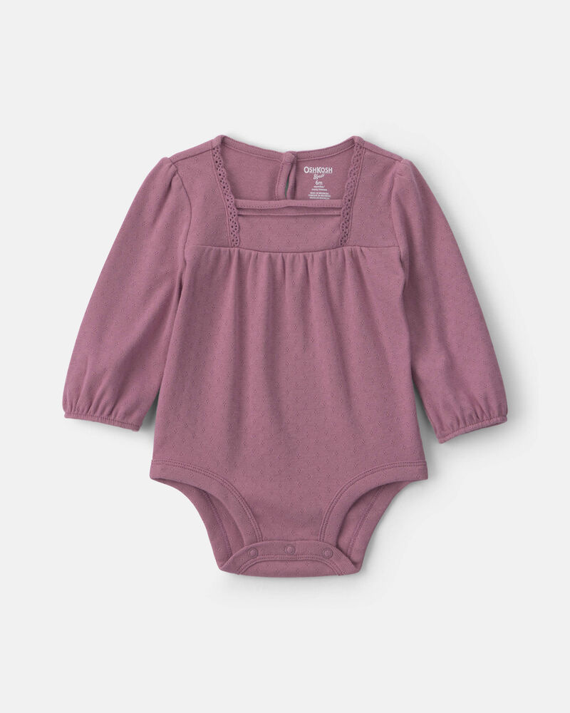 Baby Girl Long-Sleeve Fashion Bodysuit - Purple, image 1 of 3 slides