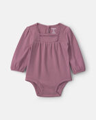 Baby Girl Long-Sleeve Fashion Bodysuit - Purple, image 1 of 3 slides