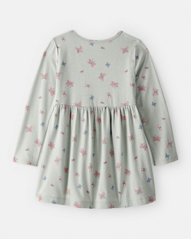 Toddler Girl Butterfly Long-Sleeve Knit Dress - Green, image 2 of 4 slides