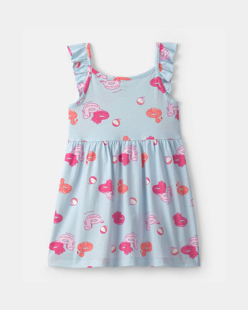Toddler Girl Pool Floatie Sleeveless Dress - Blue/Pink, image 2 of 4 slides