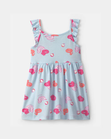 Toddler Girl Pool Floatie Sleeveless Dress - Blue/Pink, 