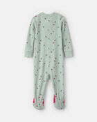 Toddler Girl 1-Piece Apple Thermal Snug Fit Footed Pyjama - Green, image 2 of 5 slides