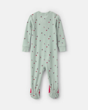 Toddler Girl 1-Piece Apple Thermal Snug Fit Footed Pyjama - Green, 