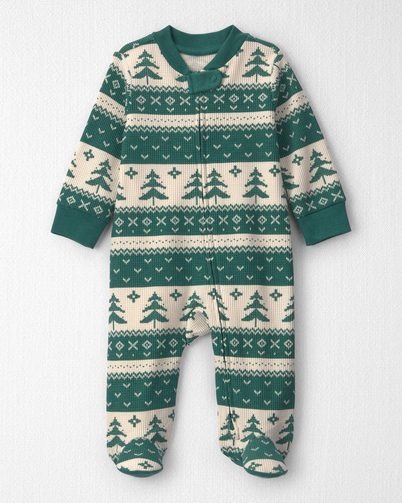 Baby Fair Isle Waffle Knit Sleeper Made with Organic Cotton, image 1 of 5 slides