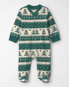 Baby Fair Isle Waffle Knit Sleeper Made with Organic Cotton, image 1 of 5 slides