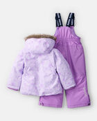 Toddler Girl 2-Piece Taslan Snowflake Print Snowsuit Set - Violet, image 2 of 13 slides