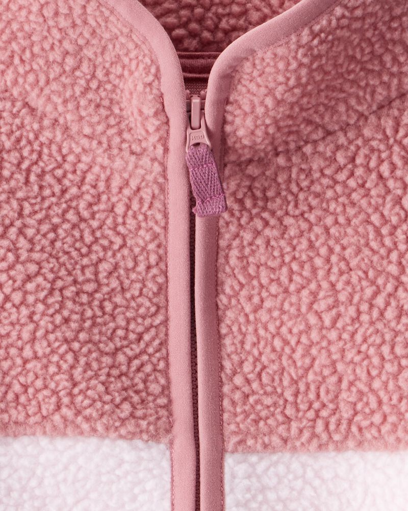 Toddler Girl Colour Block Microfleece Zip-Up Jacket - Pink, image 3 of 4 slides