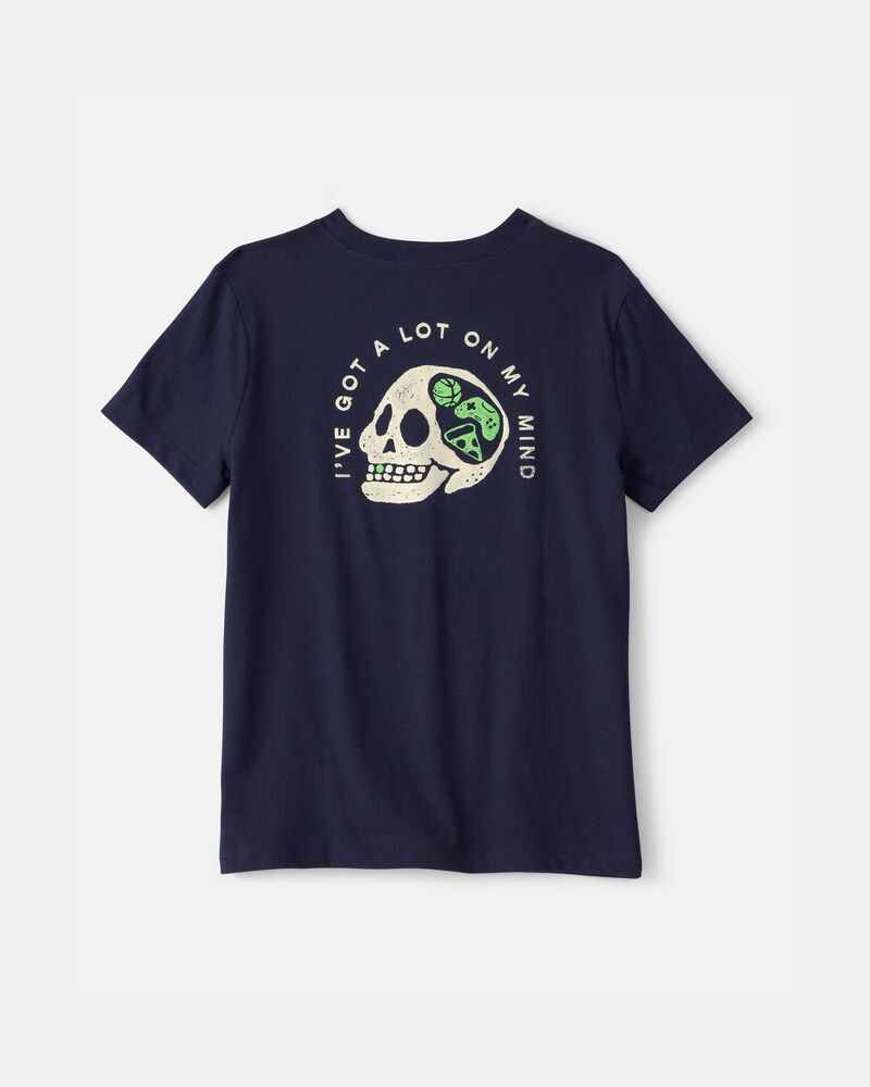 Boys Skull Graphic Tee - Navy Blue, image 2 of 5 slides