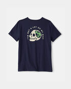 Boys Skull Graphic Tee - Navy Blue, image 2 of 5 slides