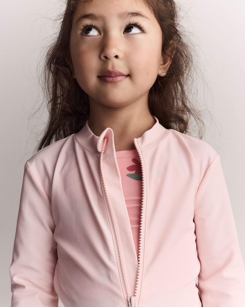 Toddler Full-Zip Long-Sleeve Rashguard - Blush, image 5 of 7 slides