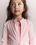 Toddler Full-Zip Long-Sleeve Rashguard - Blush, image 5 of 7 slides