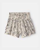 Girls Floral Smocked Crinkle Shorts - Ivory, image 1 of 4 slides