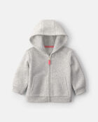 Baby Girl Fleece Zip-Up Hoodie - Grey, image 1 of 3 slides