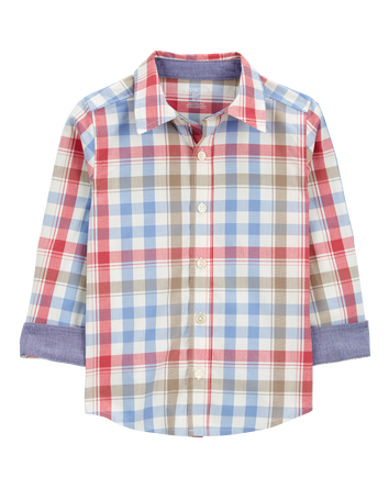 Toddler Plaid Long-Sleeve Button Down Shirt, 