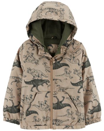 Dino Print Fleece Lined Jacket, 