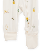 Baby Girl Tropical Print 2-Way Zip PurelySoft Convertible Foot Sleeper Pyjamas - Ivory, image 3 of 7 slides