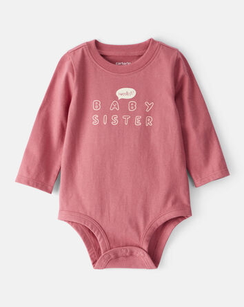 Bébé fille - Cache-couche en coton à manches longues avec imprimé – Rose, 