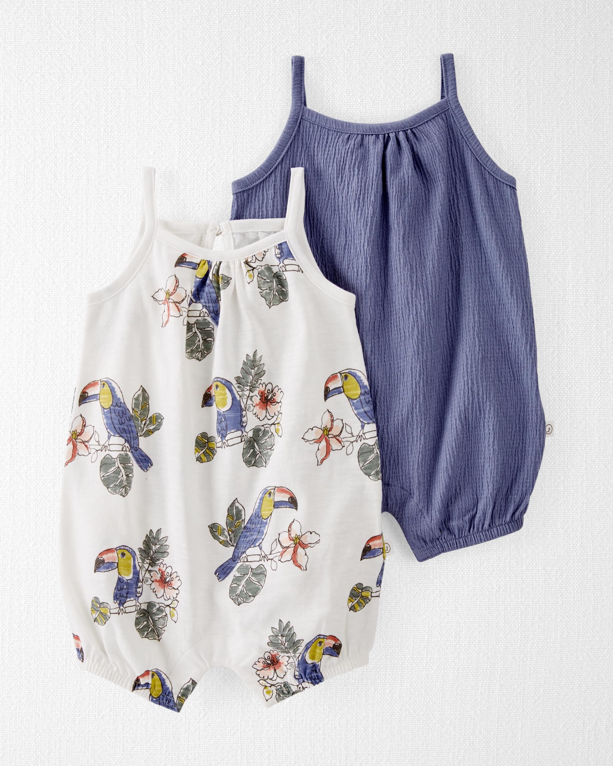 2 Pack Organic Cotton Bubble Rompers