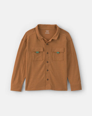 Boys Button-Down Shirt-Brown, 