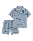 Toddler Boy 2-Piece Car Print Coat-Style Loose Fit Pyjamas, image 1 of 3 slides