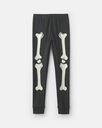 Kids 2-Piece Halloween Skeleton 100% Cotton Snug Fit Pyjama Set - Black, 