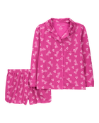 Enfant Pyjama 2 pièces décontracté à boutons imprimé de Barbie - Rose, image 1 sur 3 diapositives