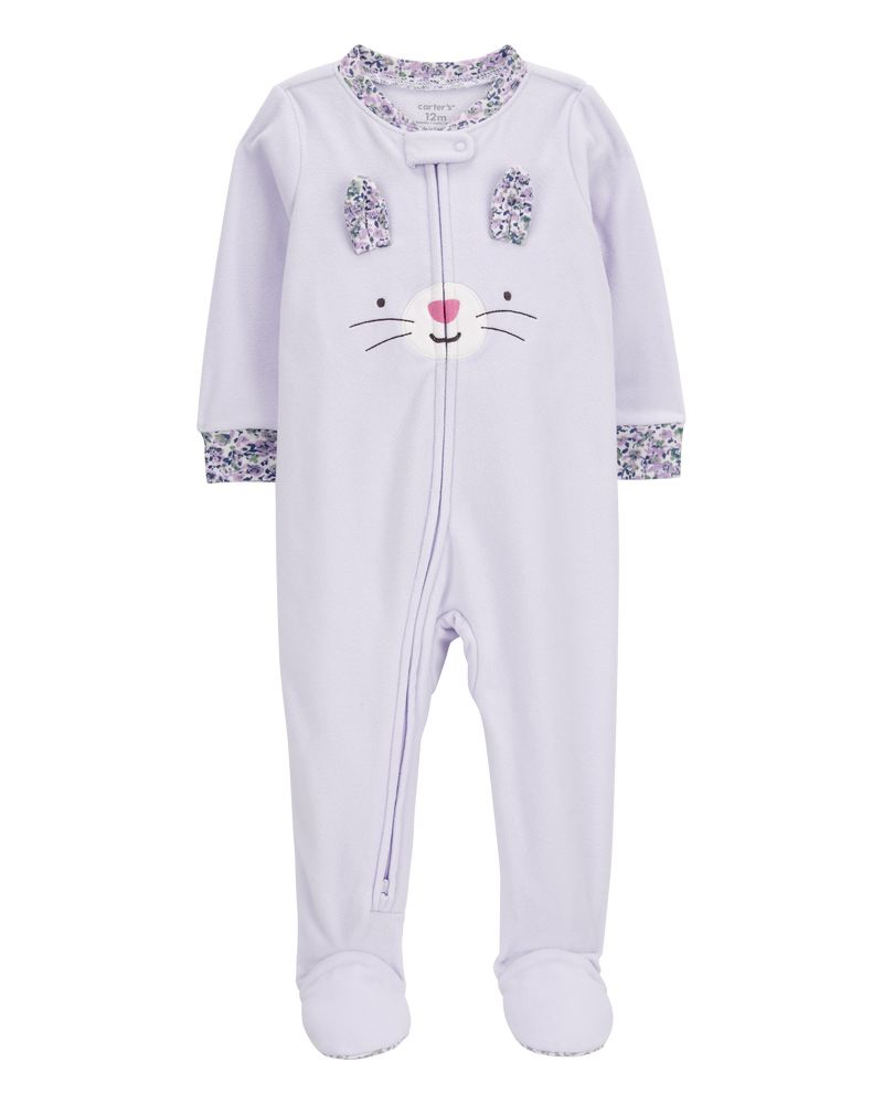 Toddler 1-Piece Bunny Fleece Footie Pyjamas, image 1 of 4 slides