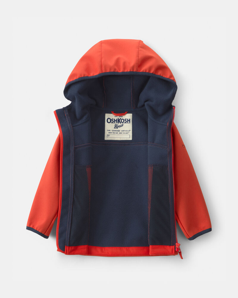 Toddler Boy Water-Activated Rain Jacket- Orange /Red, image 2 of 4 slides