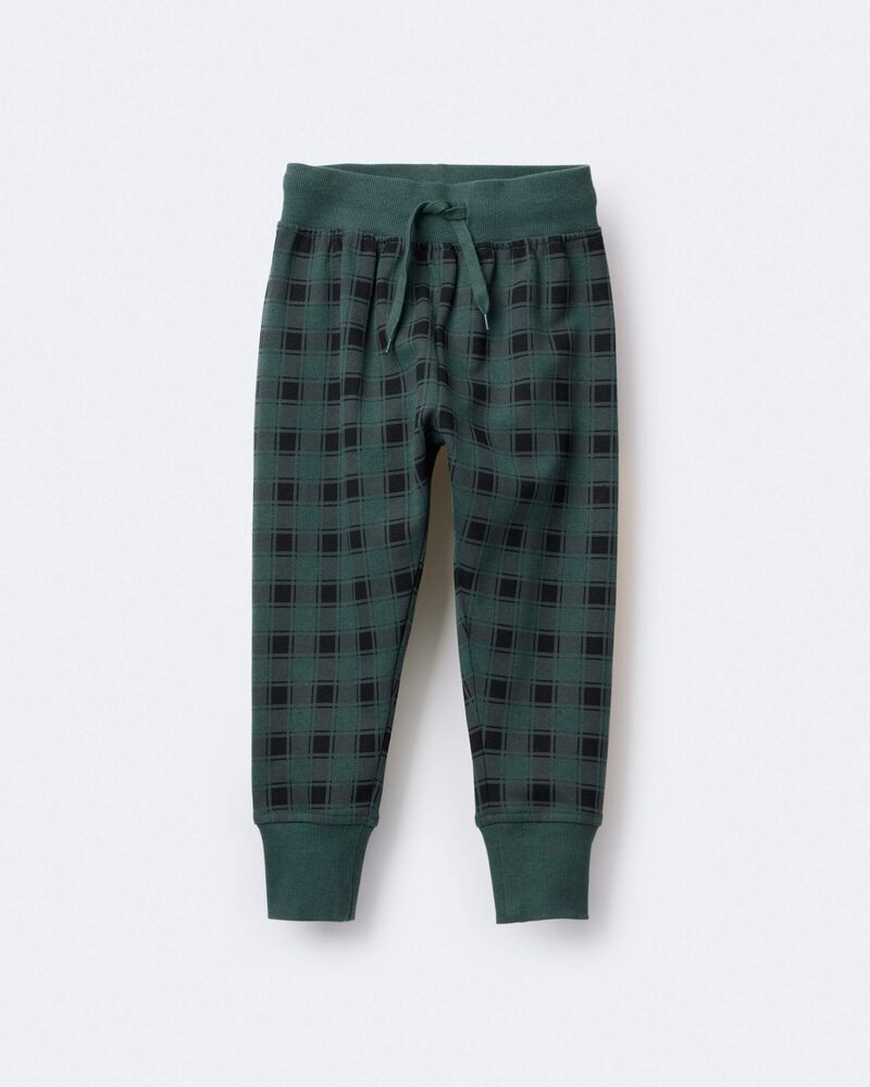 Toddler No-Seam Jogger Pant in Plaid - Green/Black, image 6 of 7 slides