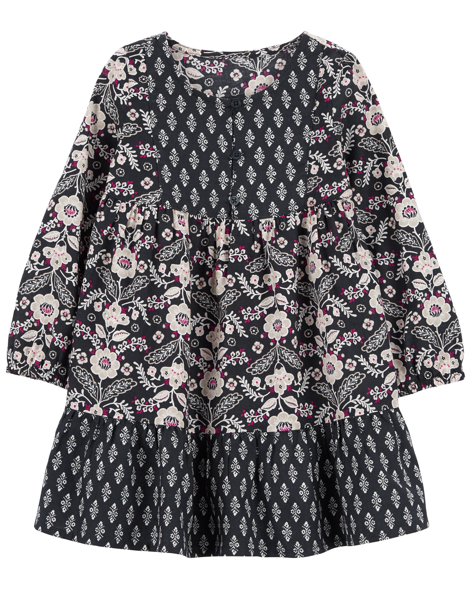 Navy Floral Drapey Twill Dress Carter s Canada