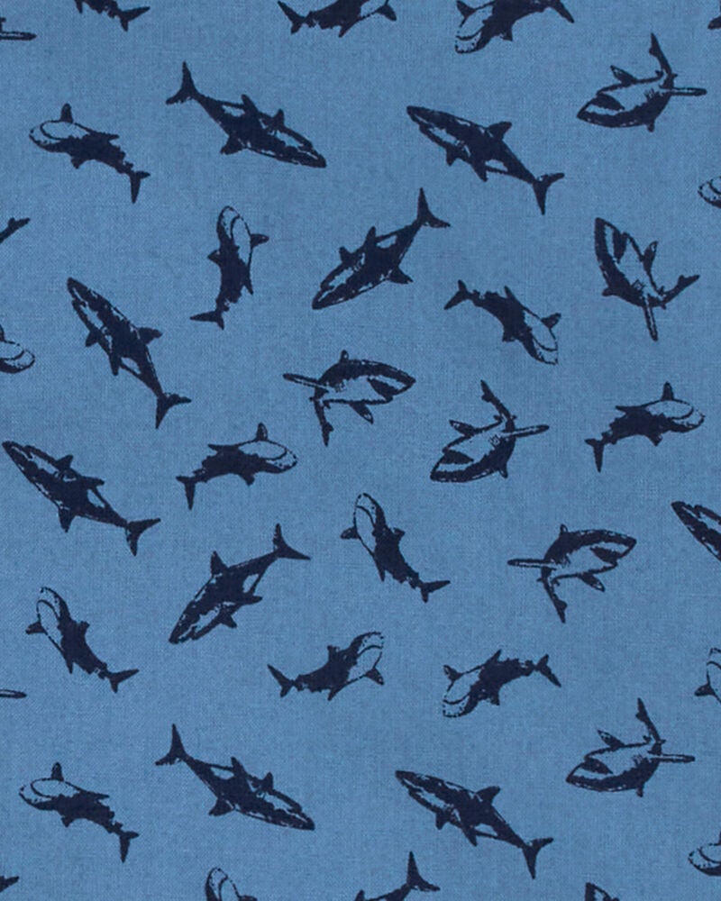 Bébé Chemise boutonnée à manches courtes à motif de requin, image 2 sur 3 diapositives