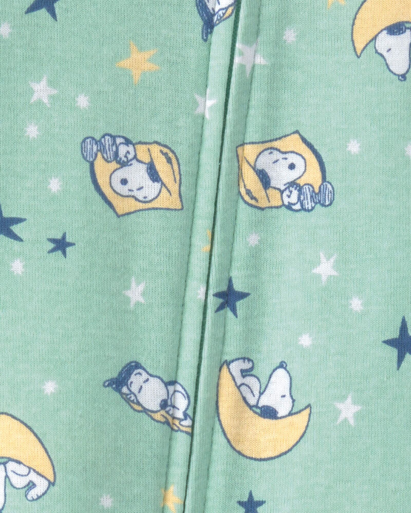 B&eacute;b&eacute; - Pyjama ajust&eacute; 1 pi&egrave;ce en 100 % coton Snoopy des Peanuts - Vert, image 2 sur 2 diapositives
