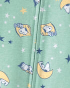 B&eacute;b&eacute; - Pyjama ajust&eacute; 1 pi&egrave;ce en 100 % coton Snoopy des Peanuts - Vert, image 2 sur 2 diapositives