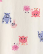Toddler Girl 1-Piece Monster DreamPlush Snug Fit Footed Pyjama - Cream, image 7 of 8 slides