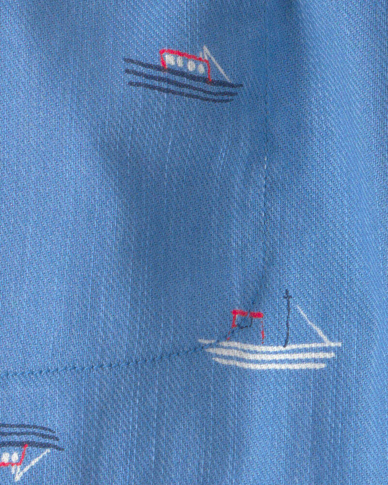 Toddler Boy Sailboat Twill Shorts - Blue, image 4 of 5 slides