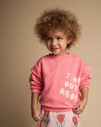 Toddler Girl 'Out & About' Double Layer Pullover Sweatshirt - Pink, 