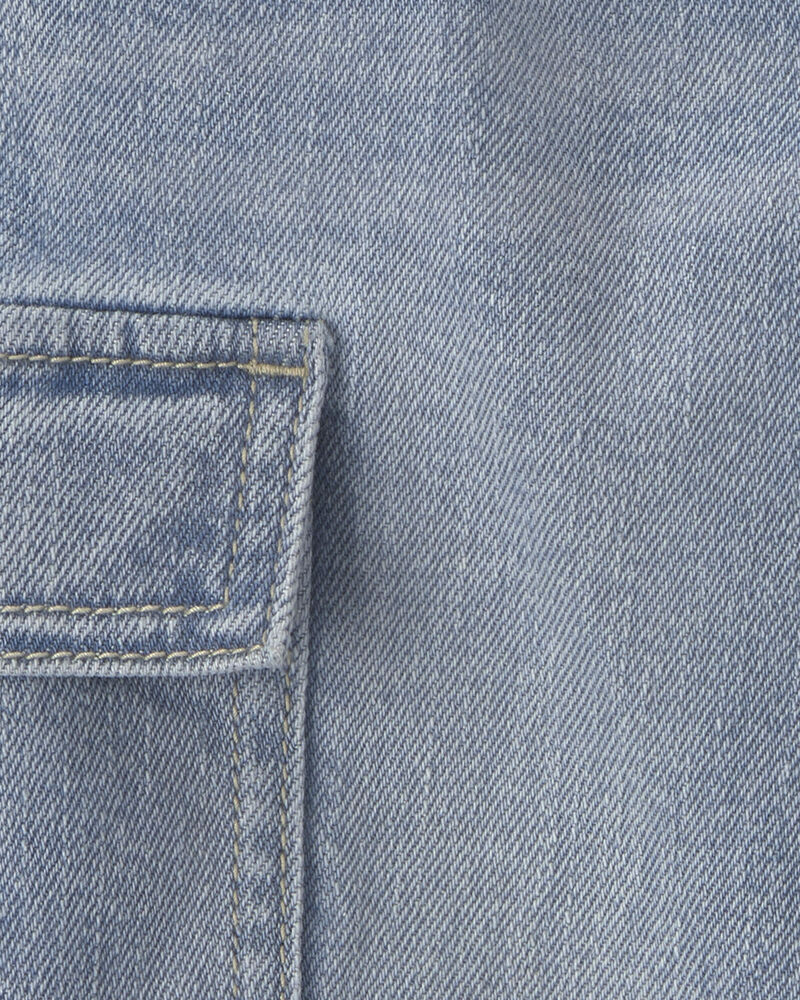 Toddler Boy Denim Cargo Joggers - Light Wash, image 4 of 5 slides