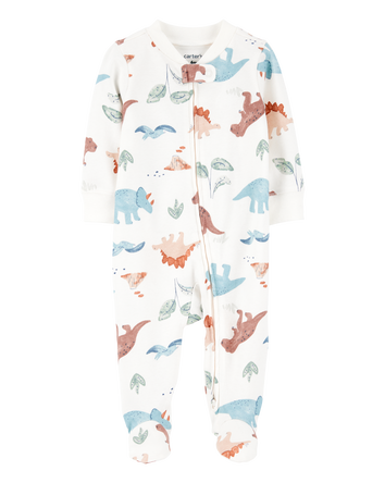 Baby Dinosaur 2-Way Zip Cotton Sleeper pyjamas, 