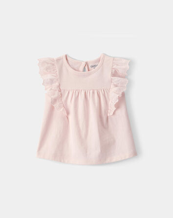 B&eacute;b&eacute; fille - Haut &agrave; manches ajour&eacute;es - Rose, 