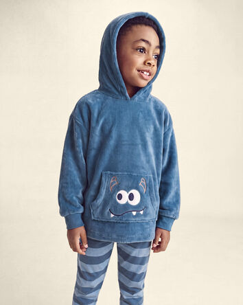 Gar&ccedil;ons - Haut de pyjama chandail &agrave; capuchon ample en molleton &agrave; motif monstre &ndash; Bleu, 
