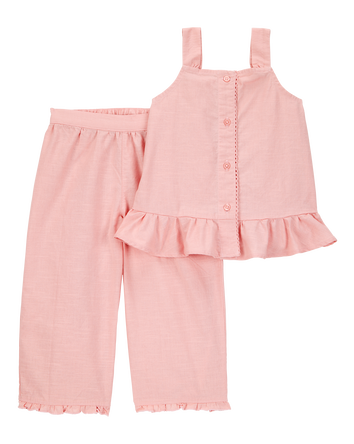 Tout-petit Ensemble 2 pièces débardeur boutonné à rayures et pantalon à enfiler , 