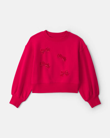 Filles - Chandail ouat&eacute; avec n&oelig;uds &ndash; Rouge, 