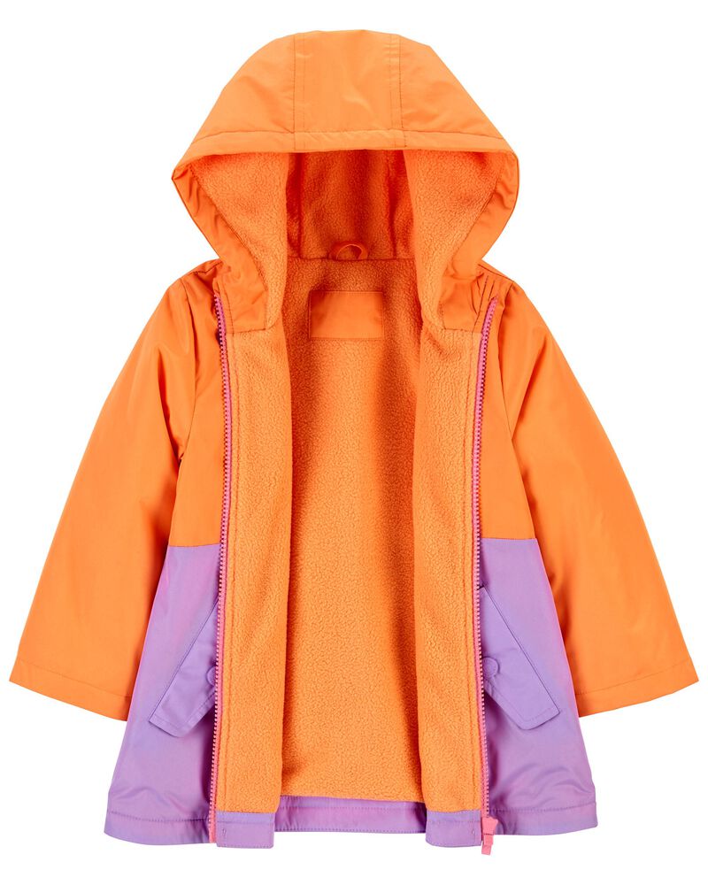 Kid Fleece-Lined Colourblock Rain Jacket, image 3 of 3 slides