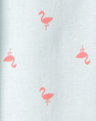 Girls Flamingo 100% Cotton Short-Sleeve Snug Fit 4-Piece pyjama Set - Pink/Blue, image 4 of 5 slides