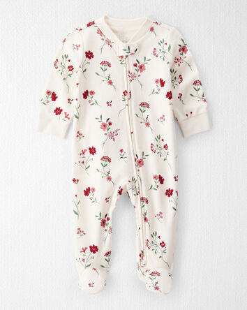 B&eacute;b&eacute; fille - Grenouill&egrave;re en coton biologique &agrave; motif Vallon de rosiers sauvages, 