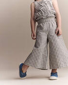 Tout-petit fille - Pantalons &agrave; jambes larges et smocks, motif guingan - Cr&egrave;me/Gris, image 3 sur 7 diapositives
