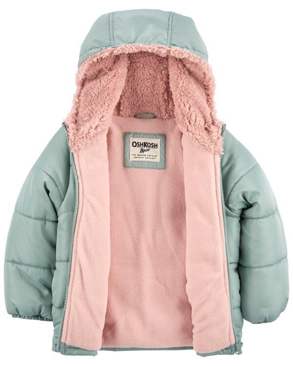 Green Kid Fleece Lined Puffer Jacket Carter s Oshkosh Canada