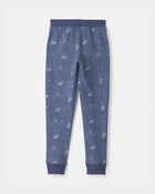 Girls Floral Drawstring Knit Joggers - Blue, image 2 of 4 slides